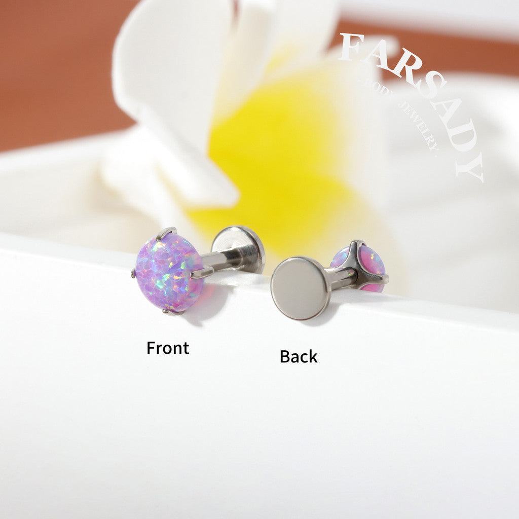 Opal Nebula - F136 Titanium Purple Opal Replacement Tops / Fits Threadless Ear Studs