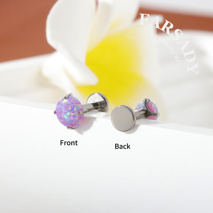 Opal Nebula - F136 Titanium Purple Opal Replacement Tops / Fits Threadless Ear Studs