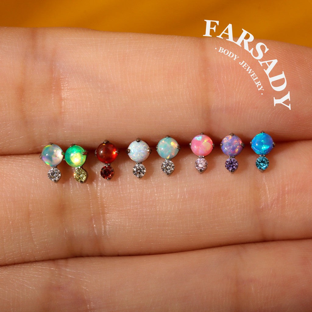 Orbis Opalis - F136 Titanium Colorful Opal Replacement Tops / Fits Internal Thread Ear Studs