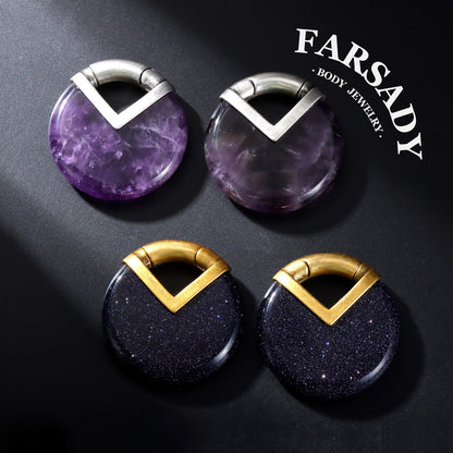 Amethyst Nox - 316L Magnetic Hinged Ear Weights / Fits 3G 2G Stretched Ear Lobes Tunnels Plugs