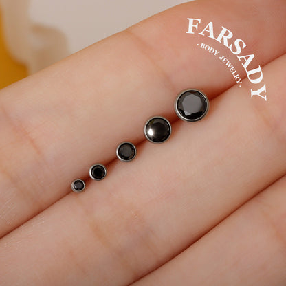 Gradient Color Zircon - F136 Titanium Colorful CZ Replacement Tops / Fits Threadless Ear Studs