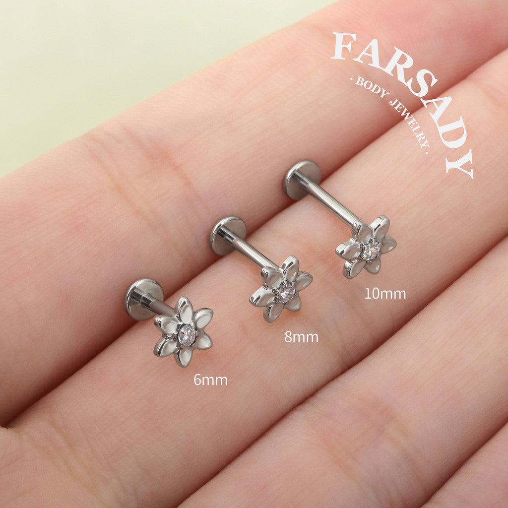 Petal Glow - F136 Titanium Internally Threaded Stud / Fits Cartilage Helix Tragus Lobe Nostril Piercing