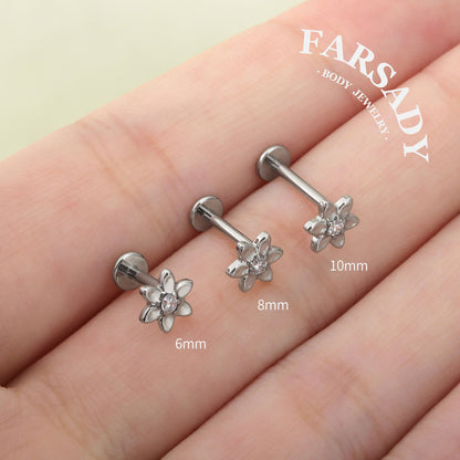 Petal Glow - F136 Titanium Internally Threaded Stud / Fits Cartilage Helix Tragus Lobe Nostril Piercing