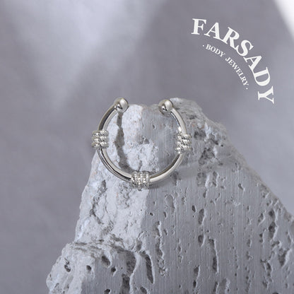 Knotted Golden Arc - 316L Fake Nose Ring C-Hoop Piercing / Fit Non-Pierced Septum Ring
