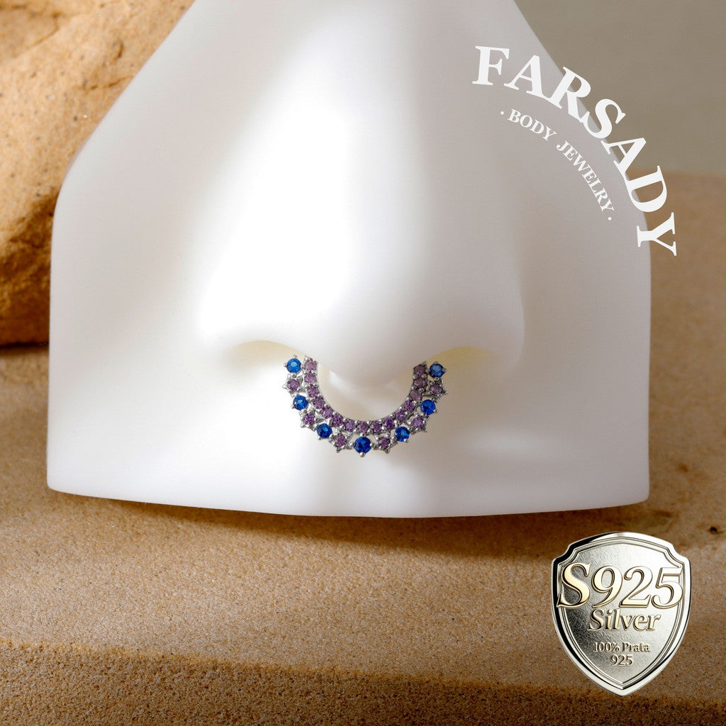16G S925 Star sea Septum Ring, 16G Celestial Daith Hoop Earring, Sterling Silver Septum Clicker, Helix Ring Gold, Star Septum Piercing Jewelry | Sparkling Daily Wear with Gift Box