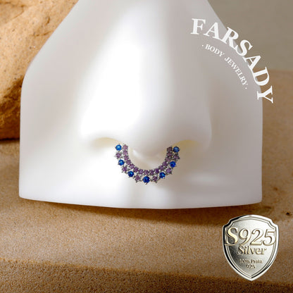 16G S925 Star sea Septum Ring, 16G Celestial Daith Hoop Earring, Sterling Silver Septum Clicker, Helix Ring Gold, Star Septum Piercing Jewelry | Sparkling Daily Wear with Gift Box