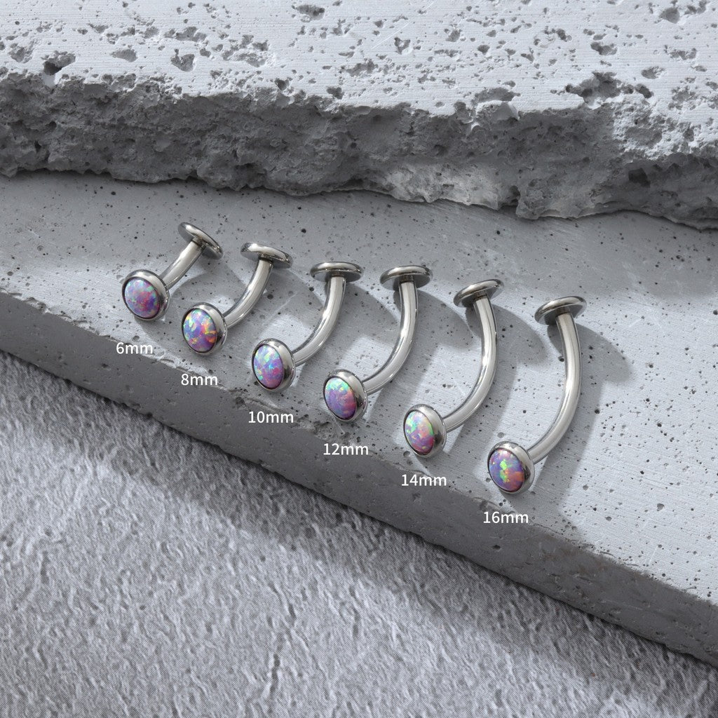 Mini Purple Opal - F136 Titanium Internally Threaded Belly Button Ring / Fits 14G Navel Piercing