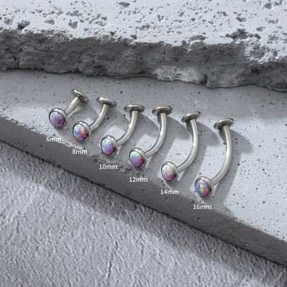 Mini Purple Opal - F136 Titanium Internally Threaded Belly Button Ring / Fits 14G Navel Piercing