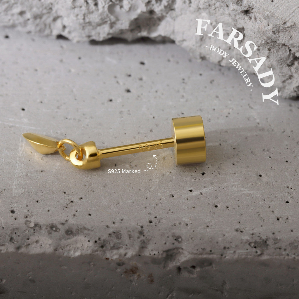 Gold Dew - 925 Silver Two Type Stud / Fits Cartilage Helix Tragus Lobe Piercing