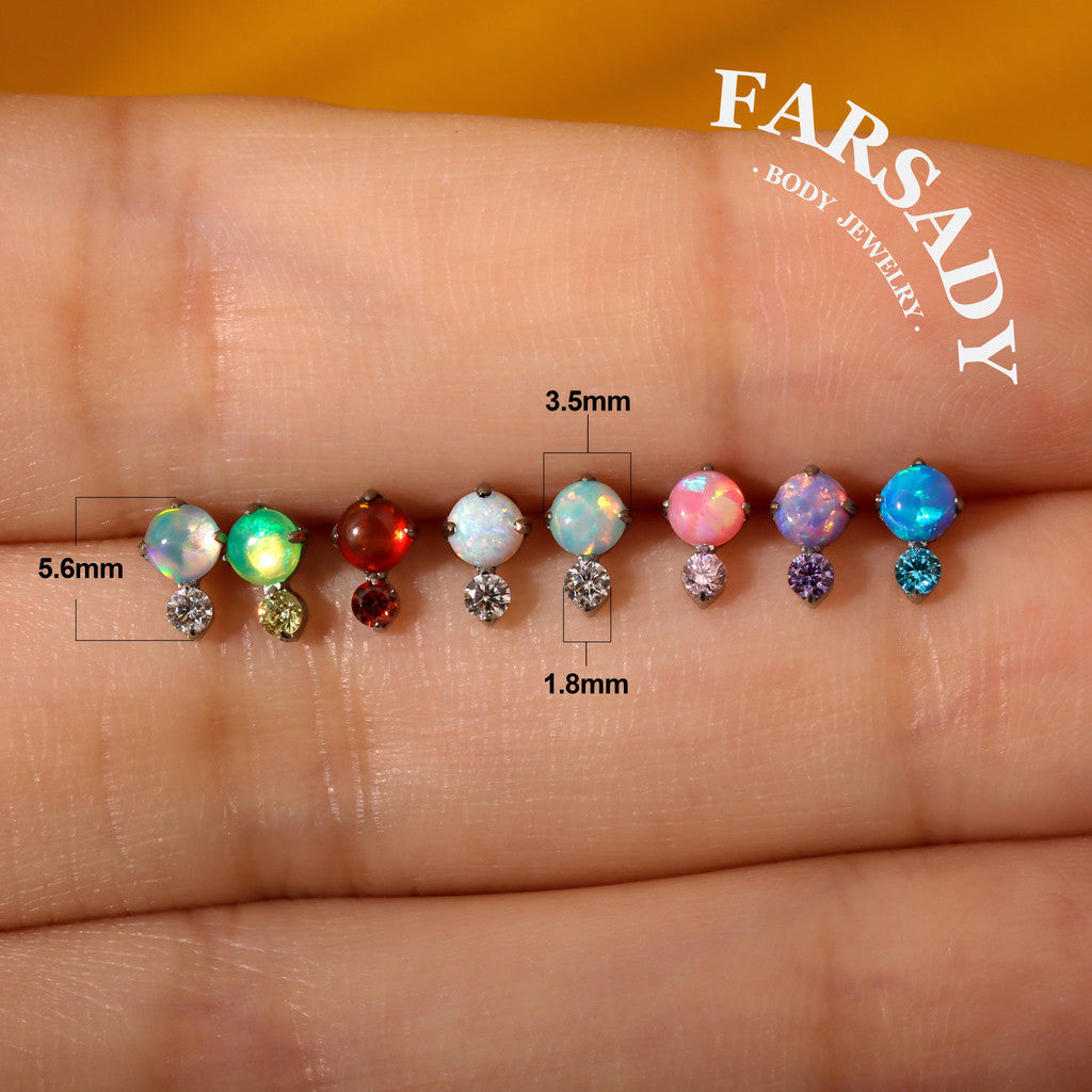 Orbis Opalis - F136 Titanium Colorful Opal Replacement Tops / Fits Internal Thread Ear Studs