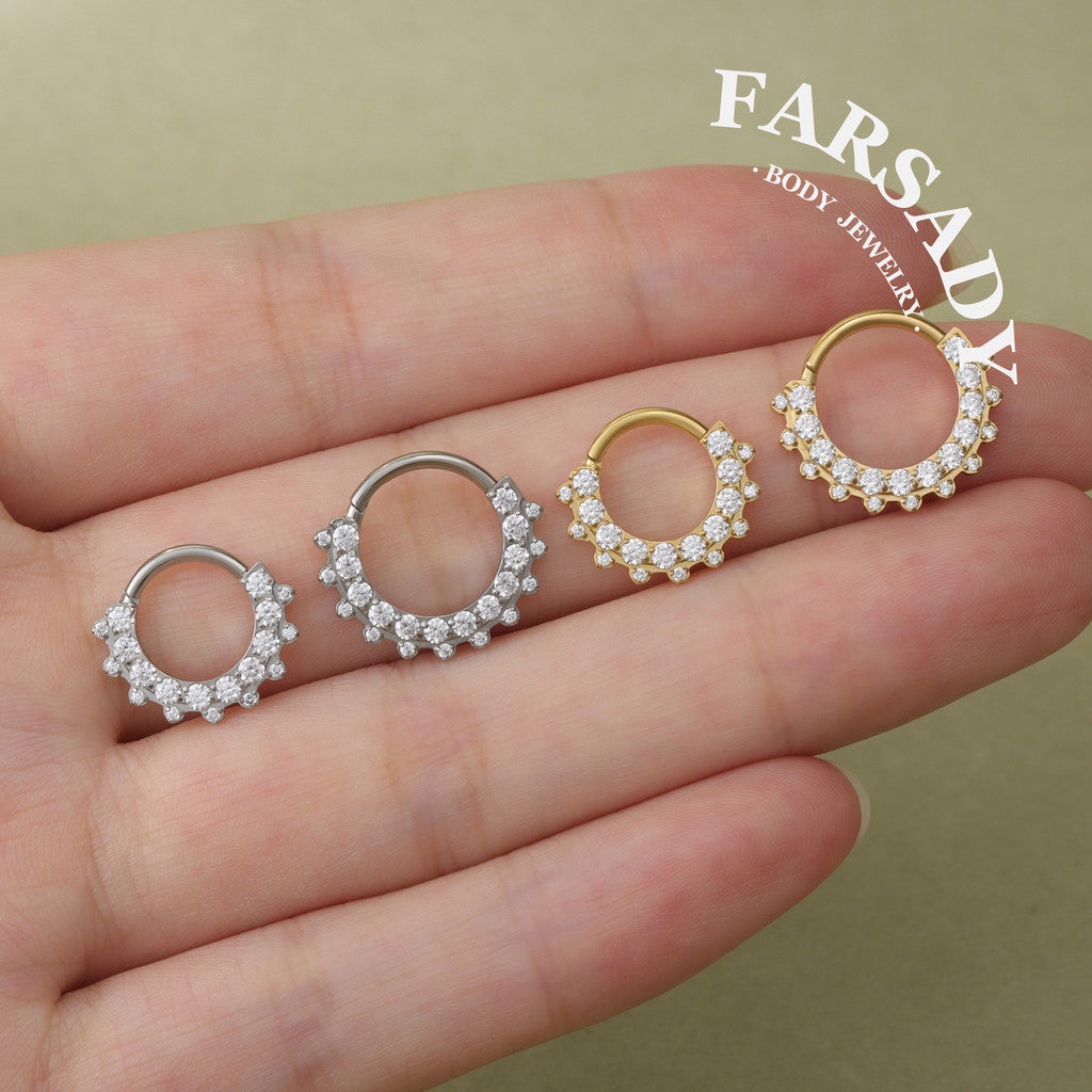 Star Wreath - ASTM F136 Titanium Hinged Clicker Hoop / Fits 16G Septum Ring Helix Conch Cartilage Earring