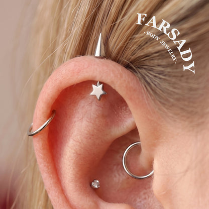 Star Spike - F136 Titanium Internally Threaded Stud / Fits Vertical Helix Hidden Rook Earring