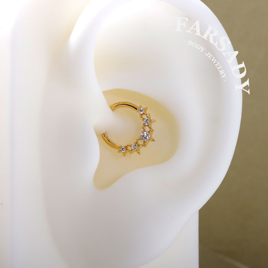 Star Coven - F136 Titanium Hinged Clicker Hoop / Fits 16G Septum Ring Helix Conch Cartilage Earring