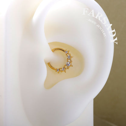 Star Coven - F136 Titanium Hinged Clicker Hoop / Fits 16G Septum Ring Helix Conch Cartilage Earring