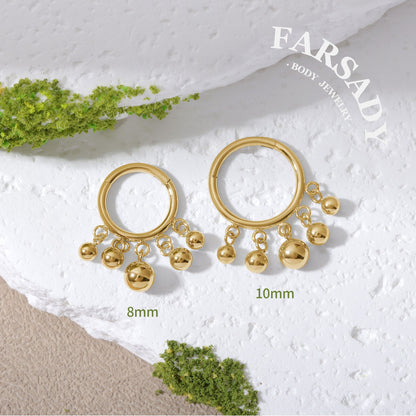 Chime Drop - Bead Dangle Hinged Clicker Hoop / Fits 16G Septum Ring Helix Conch Cartilage Earring