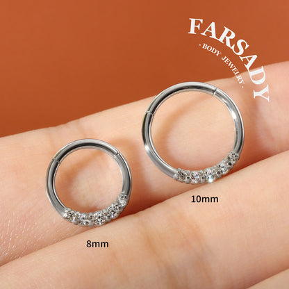 Glow Trail - CZ Hinged Clicker Hoop / Fits 16G Septum Ring Helix Conch Cartilage Earring