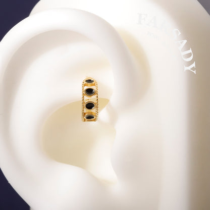 S925 Sterling Silver Conch Hoop 16G Black Enamel Hollow Helix Cartilage Earring Minimalist Body Piercing Jewelry Daily Wear