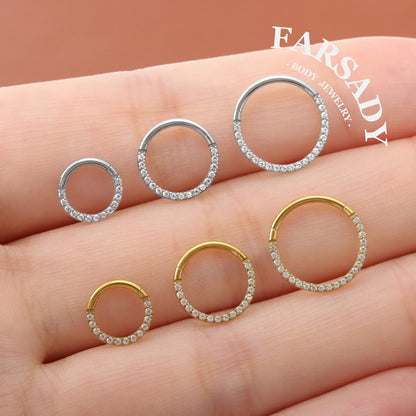 16G Titanium Zirconia Hinged Clicker Nose Earring Minimalist Sparkling CZ Multi Piercing Jewelry Septum Helix Conch Daith Rook Tragus Daily Wear With Gift Box