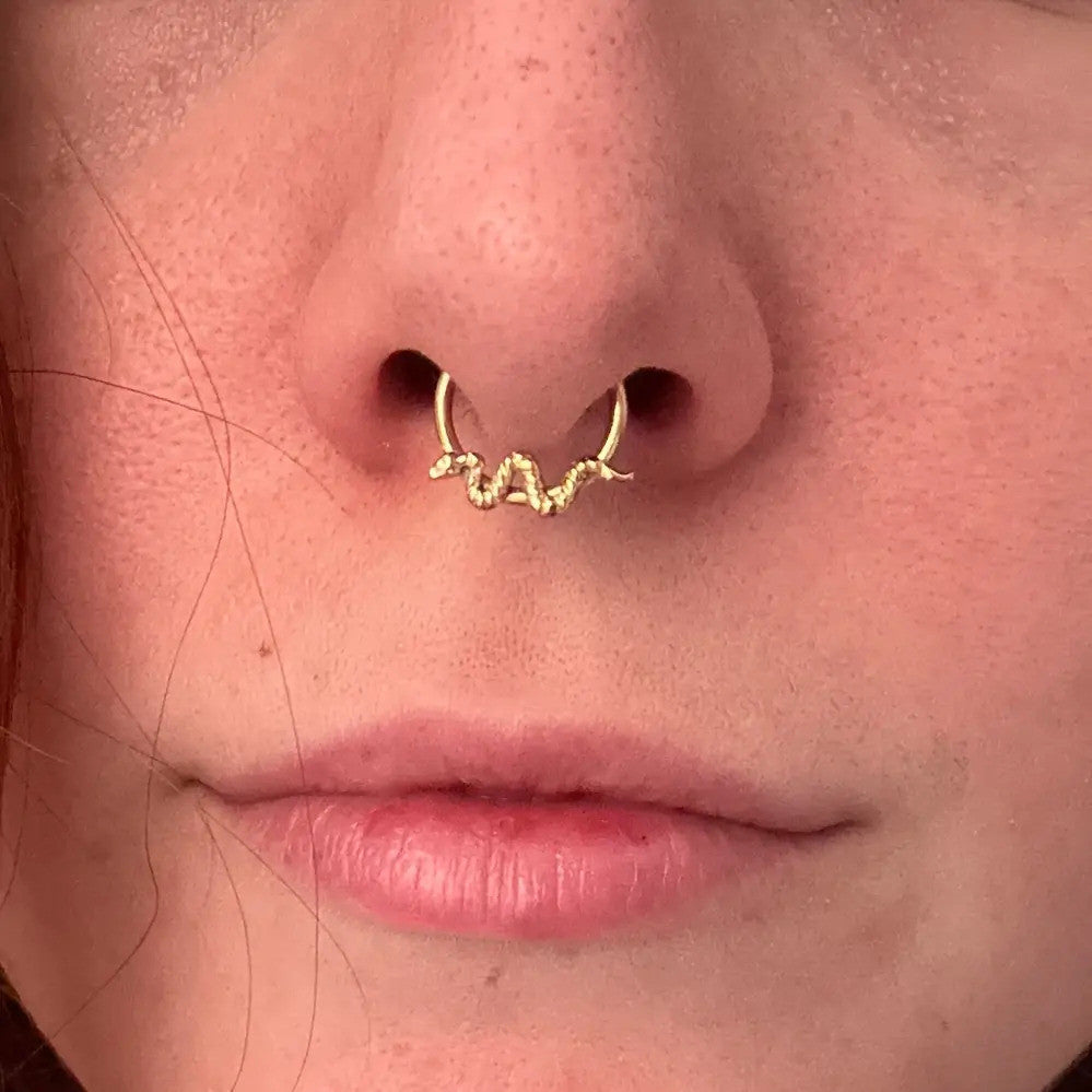 16G Titanium Snake Septum Clicker/ Snake Cartilage Earring/ Hinged Daith Hoops/ Snake Daith Ring/ Titanium Nose Hoop/ Daith Piercing/ Datih Earring