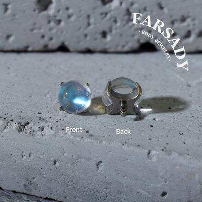 Selene Orb - F136 Titanium Natural Moonstone Replacement Tops / Fits Internal Thread Ear Studs
