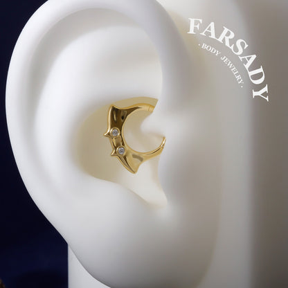 Soft Manta - Sterling Silver Hinged Clicker Hoop / Fits 16G Septum Ring Helix Conch Daith Earring
