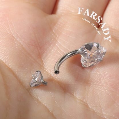 Star & Heart Tandem - F136 Titanium Internally Threaded Belly Button Ring / Fits 14G Navel Piercing