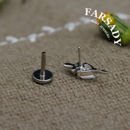 Valor Heart - Sterling Silver Push In Stud / Fits Cartilage Helix Tragus Lobe Earring  Nose Stud / Threadless Flat Back Piercing, Daily Wear Elegant Jewelry, Perfect for Gift