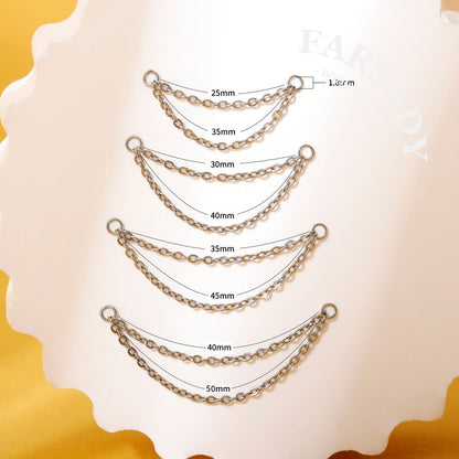 Minimalist Titanium Double Chain Charm for Helix Tragus Conch Earrings | DIY Earring Accessory in Multiple Sizes