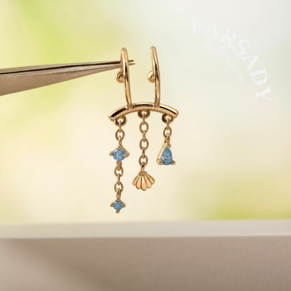 Ocean Shell- 316L Fake Helix Earring C-Hoop Piercing / Fit Non-Pierced Helix Ring / Clip On Piercing Jewelry for Daily Wear, Elegant Nostril Jewelry