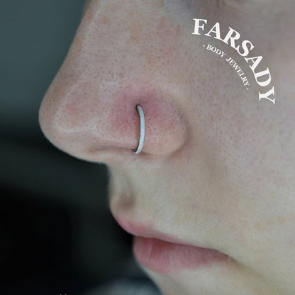 Opal Veil - Hinged Clicker Hoop / Fits 20G Nose Ring Helix Conch Cartilage Earring