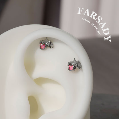 Rose Orb Dragon - F136 Titanium Internally Threaded Stud / Fits Cartilage Helix Tragus Lobe Nostril Piercing