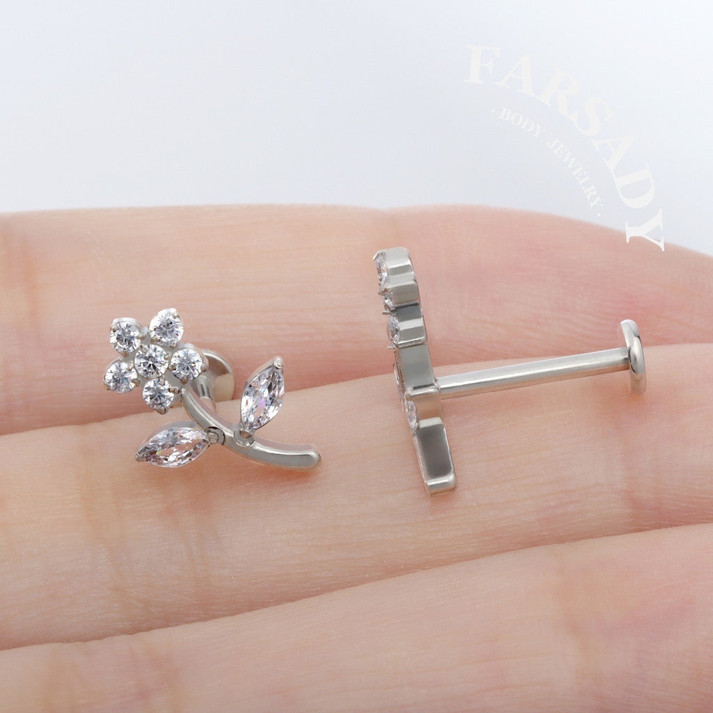 Sprout Bloom - F136 Titanium Internally Threaded Stud / Fits Cartilage Helix Tragus Lobe Piercing
