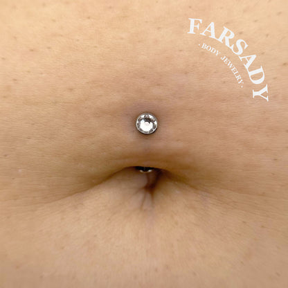 Bezel Arc Spark - F136 Titanium Internally Threaded Belly Button Ring / Fits 14G Navel Piercing