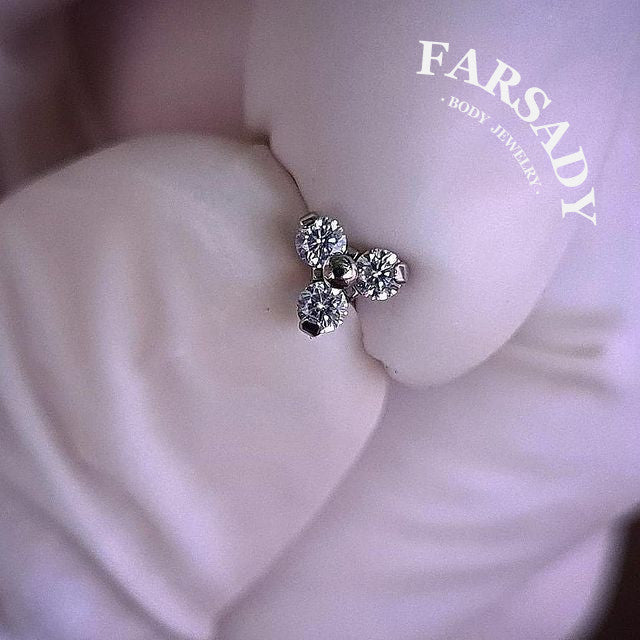 Trine Spark - F136 Titanium Internally Threaded Stud / Fits Cartilage Helix Tragus Lobe Nostril Piercing