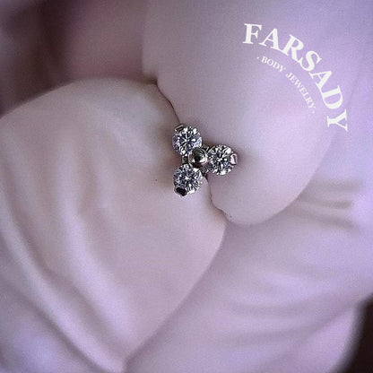 Trine Spark - F136 Titanium Internally Threaded Stud / Fits Cartilage Helix Tragus Lobe Nostril Piercing
