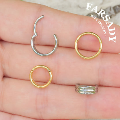 16G Titanium Triple Line Nose Ring & Hoop Earring | Body Jewelry For Septum, Helix, Conch, Daith, Rook, Tragus | Elegant Minimalist Piercing for Daily Wear with Gift Packaging