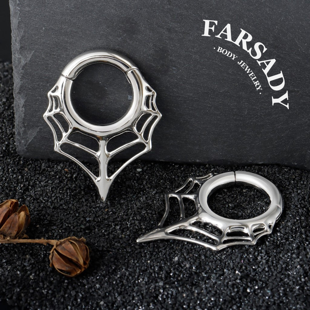 Spiderweb Ear Weights Hoop 5mm Stretched Ear 4 Gauges Earring Plugs Heavy Ear Weights Hanger Easy Clasp Gothic Ear Tunnels Lobe Stretching Body Jewelry