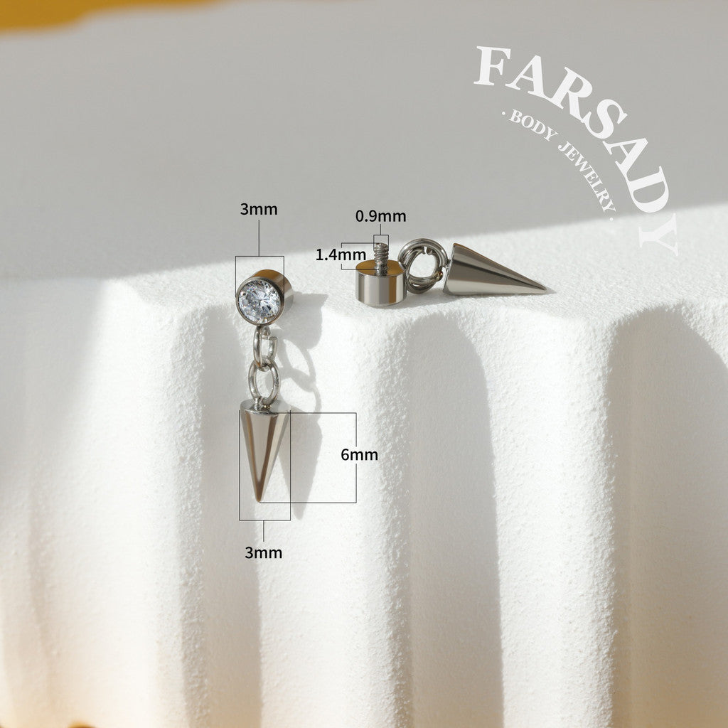 Spire Glint - F136 Titanium Internally Threaded Stud / Fits Cartilage Helix Tragus Lobe Nostril Piercing