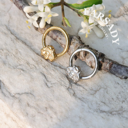 Bee Whisper - F136 Titanium Hinged Clicker Hoop / Fits 16G Septum Ring Helix Conch Cartilage Earring