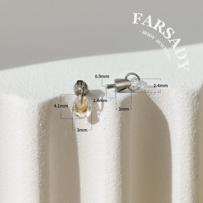 Dew Tear - F136 Titanium Internally Threaded Stud / Fits Cartilage Helix Tragus Lobe Piercing