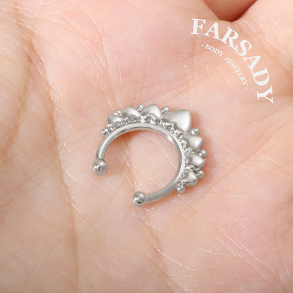 Love Garland - 316L Fake Nose Ring C-Hoop Piercing / Fit Non-Pierced Septum Ring
