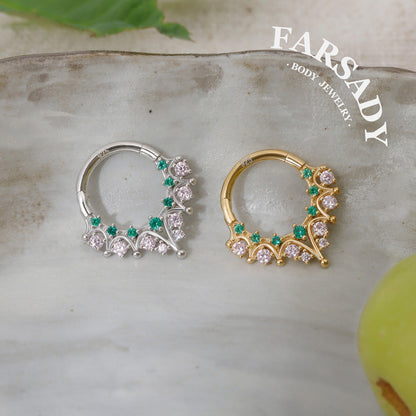 Sterling Silver Enchanted Starburst 16G Daith Earring Hoop, Sterling Silver Hoop Earrings, 8mm Daith Clicker, Helix Ring, Septum Ring, Septum Clicker Gold