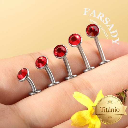 14G Titanium Red CZ Floating Belly Button Ring 6/8/10/12/14mm Internally Threaded Navel Ring Waterproof Body Piercing Daily Wear Gift for Her