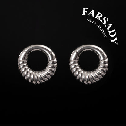 2G 6mm Stretchered Earlobe Circle Ear Gauge Weights Easy Clasp Hanger Style Heavy Steel Plug Piercing Earrings