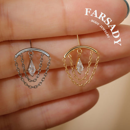Mid Glint - F136 Titanium Threadless Stud / Fits Vertical Helix Hidden Rook Earring