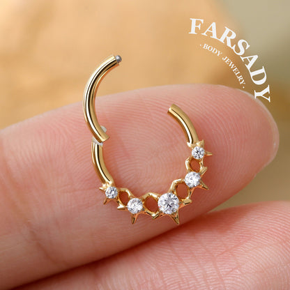 Star Coven - F136 Titanium Hinged Clicker Hoop / Fits 16G Septum Ring Helix Conch Cartilage Earring