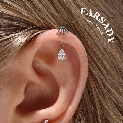 Ghost Palm - F136 Titanium Internally Threaded Stud / Fits Vertical Helix Hidden Rook Earring