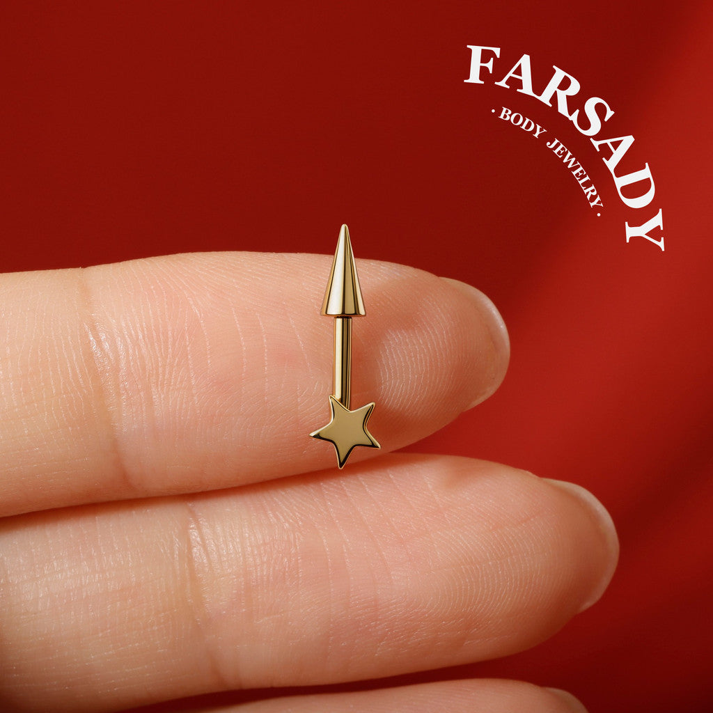 Star Spike - F136 Titanium Internally Threaded Stud / Fits Vertical Helix Hidden Rook Earring