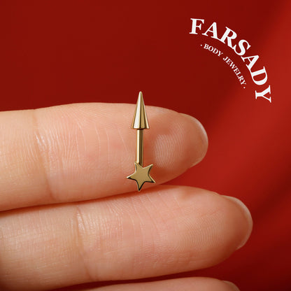 Star Spike - F136 Titanium Internally Threaded Stud / Fits Vertical Helix Hidden Rook Earring