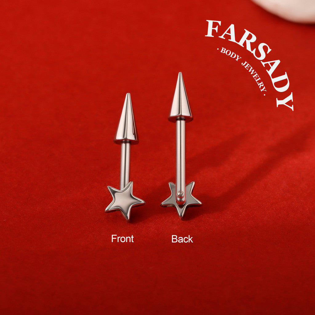 Star Spike - F136 Titanium Internally Threaded Stud / Fits Vertical Helix Hidden Rook Earring